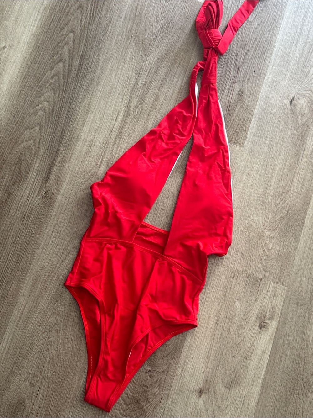 Women’s Red Halter One-Piece Swimsuit